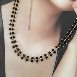 Pendant Necklaces Sexy Girl Gold Color Plating Black Bead Strand Circle Linked Layered Necklace For Women Feminist Jewelry