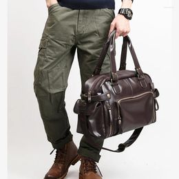 Duffel Bags Men's Soft Leather Briefcase For Laptop Tote Business Shoulder Messenger Handbag Leisure Large Travel Black Bolsas Sac
