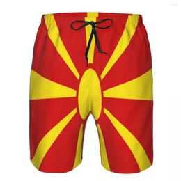 Men's Shorts Summer Beach Swimsuit Quick-drying Swimwear Flag Of North Macedonia Breathable Sexy Male