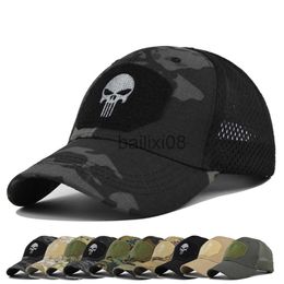 Ball Caps Ttical Military Baseball Caps Multicolor Camouflage Breathable Sun Visor Mesh Outdoor Hunting Hiking Skeleton Snapbk Hat J230807