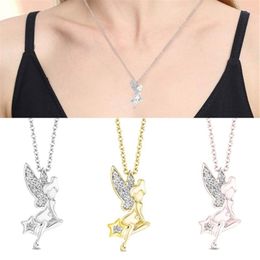 Pendant Necklaces Exquisite Flower Fairy Star Crystal Necklace For Women Birthday Party Jewellery Gifts Elegant Princess Collares