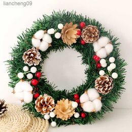 Christmas Wreath Korean Style Artifical Pinecone Garland Wedding Party Ornaments Hanging Home Decoration Christmas Tree Pendant L230620