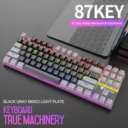 Keyboard Covers Xun Mechanical Metal Cover 87 Keys RGB LRD Light Colourful Keyboards Water Proof Electronic Game Gaming 230808