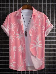 Men's Casual Shirts Men's Hawaiian Shirts For Men Short Sleeve 3D Printed Shirt Beach Blouse Orange Retro Tie Pattern Aloha Shirts Summer Tops 230807