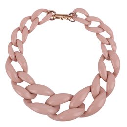 Pendant Necklaces Trendy Big Acrylic Pink Choker Necklace For Women Vintage Resin Chunky Chain Collar Necklaces Pendants Jewelry Party Gifts 230808
