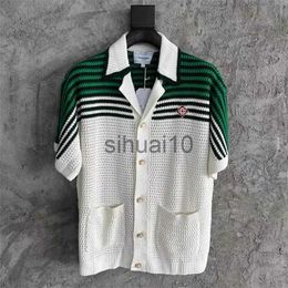 Men's Sweaters New Casablanca Jacquard Sweater Men Women 1 1 Top Quality Short Sleeve Cardigan Embroidery Sweatshirts J230808