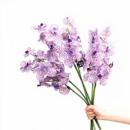 Decorative Flowers Wreaths Luxury Spotted Vanda Orchid Real Touch Latex Coating Petal 7Flowers/Stem Wedding Artificial Event Party Decoration - INDIGO 230808