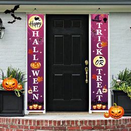 Other Event Party Supplies 1pair Halloween Hanging Couplet Happy Trick Or Treat Door Couplet Halloween Party Hanging Flags Sign Decoration Banners 230808