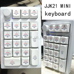 FEKER JJK21 Mini Mechanical Keyboard 3Modes PAD Numeric Keypad USB/ Bluetooth/2.4GHz RGB Lighting 20Keys And 1Konb White Black HKD230808