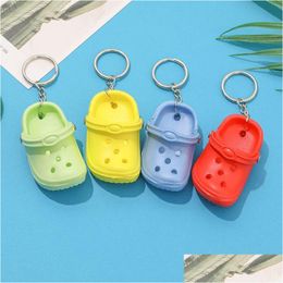 Shoe Parts Accessories 20Pcs Mixed Colours 3D Mini 7.5Cm Eva Beach Hole Little Clog Keychain Bag Keyring Car Handbag Key Chain Charms Drop