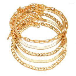 Anklets Personality Retro Thick Chain Anklet Set Ins Style Fashion Design Bracelet Decorations For Girls Women