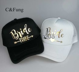 Ball Caps C Fung Bride Tribe Bhelorette Snapbk Trucker Hat Cap Team Bride gold letters Arrow bride to be bride tribe baseball hats J230807