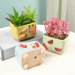 Planters Pots Pot Bunga Tanaman Mini Tanaman Pot Bunga Lucu Buah Ukiran Porselen Kamar Anak-anak