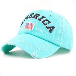 Ball Caps Cotton Embroidery Letter Baseball Cap Snapback Bone Casquette Hat Distressed Wearing Fitted Men Custom Hats Flag Of The US