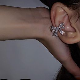 Backs Earrings JWER Crystal Bowknot Clip For Women Rhinestone No Piercing Ear Cuff Silver Colour Earring Jewellery Gift