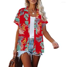 Women's Blouses Summer Hawaiian For Women Shirts Geometry Pattern Printed Casual Fashion Retro Harajuku Style Beach Streetwear Oversize