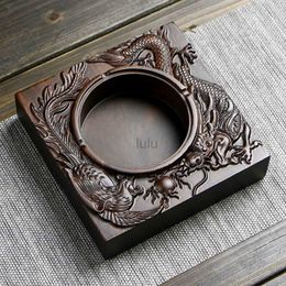 Ashtray Ebony Ashtray China Dragon Creative Ashtray Chinese Luxury Living Room Decorations Hand Carved HKD230808