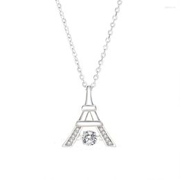 Chains S925 Sterling Silver Tower Necklace Women's Smart Pendant Fashion Commuter Versatile Collar Chain Ins