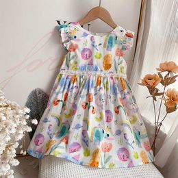 Girl's Dresses Baju Anak Bayi Katun Gaun Anak Perempuan Motif Baju Anak Musim Panas Baru Lengan Terbang Gaun Putri Renda Manis