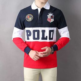 Super New Product High Quality British Royal Casual Sports Embroidery Collar Polo Shirt Men's Long Sleeve Colour Contrast