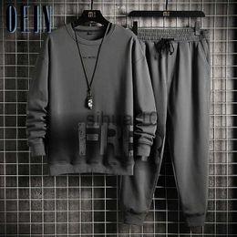 Men's Sweaters Mens Clothing 2 Piece Set 2021 Winter Autumn Tracksuit Men Jogging Suit Male Running Clothes Patchwork Sweatshirts Jogger Sets J230808