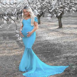 Maternity Dresses Sexy Maternity Shoot Dresses Split Front Long Pregnancy Photography Dress Lace Chiffon Pregnant Women Maxi Gown For Photo Props HKD230808