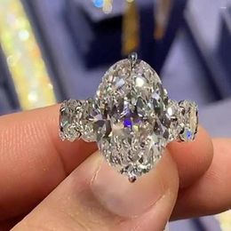 Wedding Rings Huitan Trendy Luxury Promise For Women Full Paved Oval CZ Bling Engagement Accessories Gorgeous Jewellery 2023