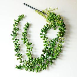 Decorative Flowers 72CM Fake Nature Office Artificial Plant String Garland Home Decor Lifelike Simulation Succulents Wall Hanging Party