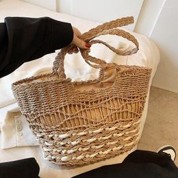 Evening Bags Weave Large Tote Bag 2023 Summer Hollow Out Straw Women's Handbag High Capacity Beach Travel Shoulder Korean Basket