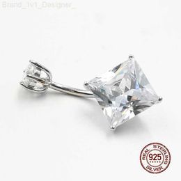 Big Rhombic Zircon Belly Piercing Ring 925 Sterling Silver Belly Button Ring for Women Luxury Navel Piercing Body Jewellery L230808