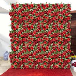 Decorative Flowers Wreaths 3D Eucalyptus Rose Flowers Panel Artificial Flower Backdrop Baby Shower Room Home Decor Rose Flower Wall for Wedding Decoration 230808