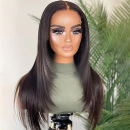 Lace Wigs Layered Cut Straight Pre Plucked Natural Hairline Long for Black Women Daily Use 30 Inch Synthetic Hair 230807