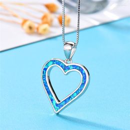 Pendant Necklaces Luxury Female Hellow Heart Necklace Charm Silver Colour Chain For Women Vintage Bride Love Wedding