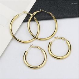 Hoop Earrings 316l Stainless Steel Hollow Circle Flattening Shape Earring IP Plating No Fade Allergy Free