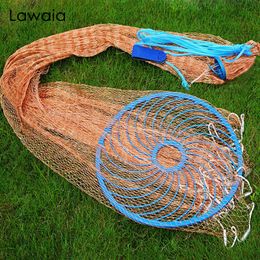 Fishing Accessories Lawaia Cast Network With Steel Pendant Braided line Hand Throw Fishing Net with Big Plastic Blue Ring Network Tackle for Fishing 230807