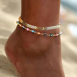 Anklets Boho Colourful Eye Beads For Women Daisy Flower Moon Shell Foot Leg Chain Summer Ocean Beach Bracelet Charm Jewellery Gift