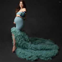 Casual Dresses Luxury Mermaid Maternity For PoShoot Puffy Tulle Tiered Ruffles Pregnant Robes Women Gowns Off Shoulder Evening Dress