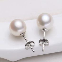 Stud 925 Sterling Silver Fashion Simple White Pearl Earrings Beads Trend Round Jewelry Wholesale 230807