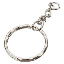 Whole Car key Ring 50Pcs Keyring Blanks 55mm Silver Tone Keychain Top Quality Fob Split Rings 4 Link Chain Travel Buckle270K