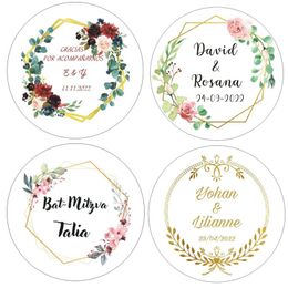 Other Event Party Supplies 80 Pieces 35cm Custom Add Your Name and Date Wedding Flower Stickers Invitation Seals Candy Gift Box Paper Label 230808