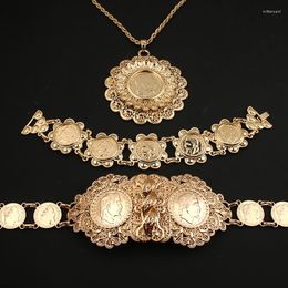 Necklace Earrings Set Dicai Wedding Jewellery Women Algeria Robe Dress Waist Chain Belt Coin Bracelet Western Zinc Alloy Sets