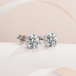 Stud Earrings 4ct Round Moissanite Diamond Women 925 Sterling Silver D Color VVS Ear Studs Pass Platinum Plate