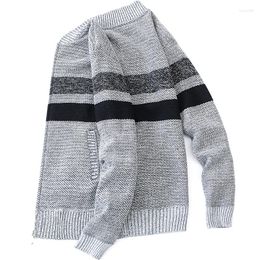 Men's Sweaters Baseball Sweater Striped Cardigan Plush Fleece Zipper Fall Winter Casual Thermal Jacket 2023 In Male Coat