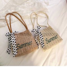 Drawstring 2023 Summer New Scarf Decoration Bucket Bag Korean Fashion PP Woven Women's Bag Handbag Shoulder Bagstylishhandbagsstore