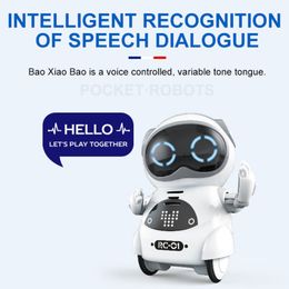 Electric/RC Animals Mini Pocket RC Robot Talking Interactive Dialogue Singing Dancing Telling Storey Voice Recognition Record RC Robot Kids Toys Gift 230808