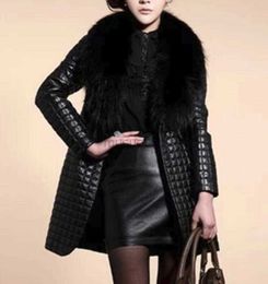 Women's Leather Faux Leather 2020 women's faux fur coats long overcoat female Man-made fox fur big fur collar pu outerwear fur one warm leather slim jackets HKD230808