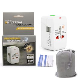 Travel Universal International Wall Charger Power Adapter Earpter For Surge Protector Plug Us UK EU AU AC Dual USB