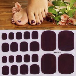 Nail Stickers 22 Tips Solid Colour Toenail Sticker Full Toe Wraps Art Self-adhesive False Design Manicure For Women Girls