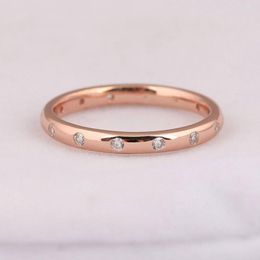 Cluster Rings Droplets Polished Ring For Women Authentic S925 Sterling Silver Lady Jewellery Girl Birthday Gift Rose Gold Colour & Clear CZ