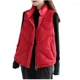 Women's Vests Winter Loose Red Vest Jacket Women 2023 White Grey Black Sleeveless Tops Korean Fashion Short Down Cotton Coat N1219